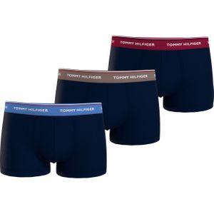 Tommy Hilfiger trunk (3-pack), heren boxers normale lengte, blauw met gekleurde tailleband