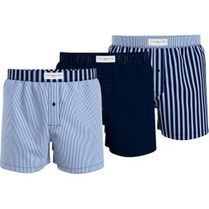 Tommy Hilfiger - Woven Boxer - Boxershort - Blauw - 3-Pack, Geweven Katoen, Slim Fit