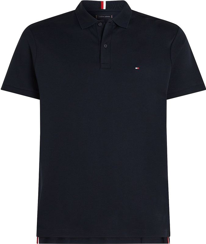 Tommy Hilfiger - ESSENTIAL - T-shirt - Marine - Jersey, Polokraag, Knoopsluiting