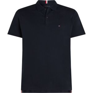 Tommy Hilfiger - ESSENTIAL - T-shirt - Marine - Jersey, Polokraag, Knoopsluiting