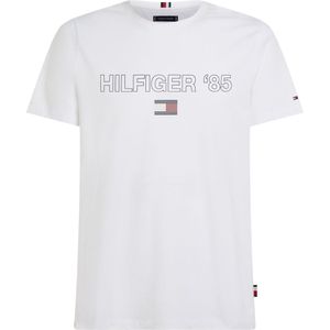 Tommy Hilfiger Hilfiger 85 Tee - heren T-shirt korte mouw O-hals - wit