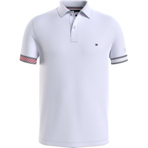 Tommy Hilfiger - Flag Cuff Slim Polo - Heren Poloshirt - Wit