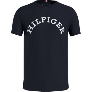 Tommy Hilfiger Hilfiger Arched Tee - heren T-shirt korte mouw O-hals - donkerblauw