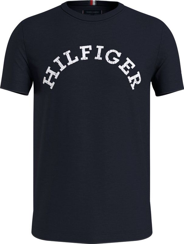 Tommy Hilfiger Hilfiger Arched Tee - heren T-shirt korte mouw O-hals - donkerblauw