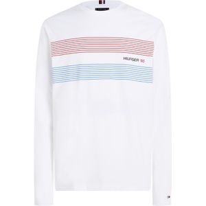 Tommy Hilfiger - Chest Hilfiger 85 Tee - Heren T-shirt - Wit - Korte Mouw - O-hals