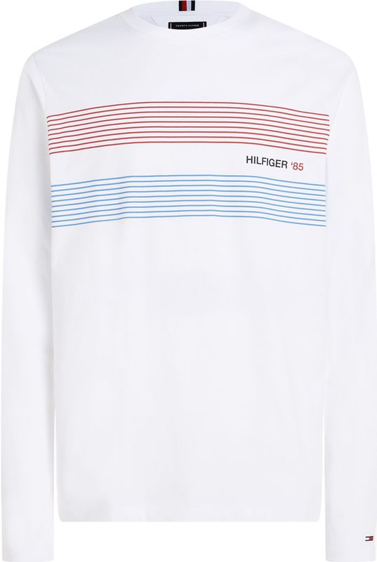 Tommy Hilfiger - Chest Hilfiger 85 Tee - Heren T-shirt - Wit - Korte Mouw - O-hals