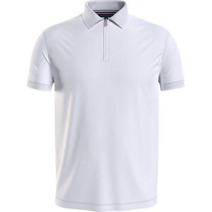Tommy Hilfiger Dc Interlock Zip Slim Polo, heren poloshirt, wit
