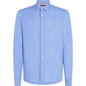 Tommy Hilfiger - Pigment Dyed Shirt - Popeline - Middenblauw - Linnen 100%