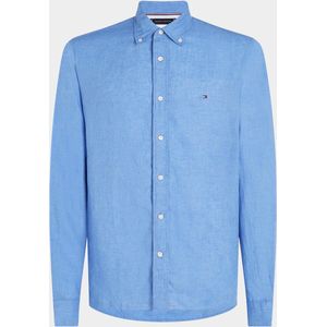 Tommy Hilfiger - Pigment Dyed Shirt - Popeline - Middenblauw - Linnen 100%