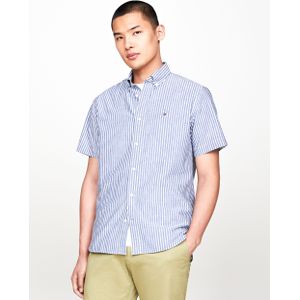 Tommy Hilfiger - Casual Overhemd - Blauw - Korte Mouw