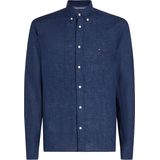 Tommy Hilfiger - Pigment Dyed Shirt - Popeline - Middenblauw - 100% Linnen