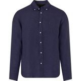 Tommy Hilfiger - Pigment Dyed Shirt - Popeline - Middenblauw - 100% Linnen