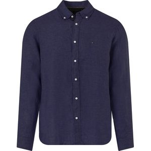 Tommy Hilfiger - Pigment Dyed Shirt - Popeline - Middenblauw - 100% Linnen