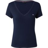 T-shirt - Effen - Jersey - V-hals - Kwartmouw - Slanke Pasvorm