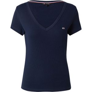 T-shirt - Effen - Jersey - V-hals - Kwartmouw - Slanke Pasvorm