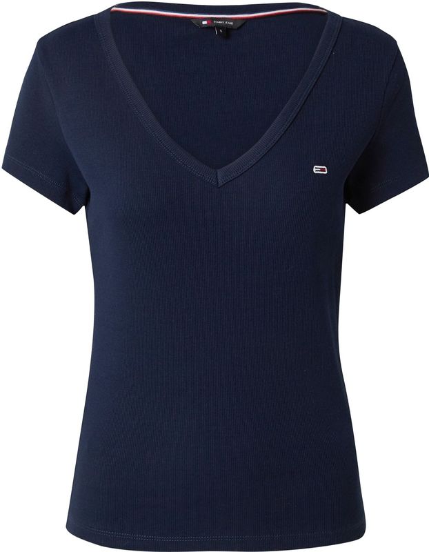 T-shirt - Effen - Jersey - V-hals - Kwartmouw - Slanke Pasvorm