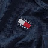 Tommy Jeans - Shirt - Navy - Slanke Pasvorm - Kwartmouw