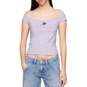 Tommy Hilfiger Jeans Ribgebreid Slim T-Shirt Met Tommy-Badge