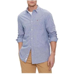 Tommy Jeans Heren TJM REG linnen mix overhemd, gecharmeerd, S, Gecharmeerd, S
