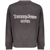 Tommy Hilfiger - Zwarte Katoenen Sweatshirt - Heren - Ronde Hals - Logo Print