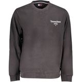 Tommy Hilfiger - Zwarte Katoenen Sweatshirt - Heren - Ronde Hals - Logo Print