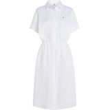 Tommy Hilfiger - Linnen Midi-overhemdjurk - Optic White - Dames