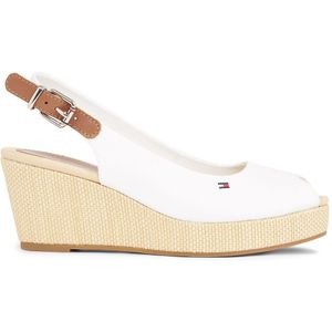 Sandalen met sleehak Iconic Elba Sling TOMMY HILFIGER. Canvas materiaal. Maten 38. Wit kleur