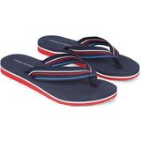 Tommy Hilfiger Dames TH strepen strand sandaal Flip Flop, rood wit blauw, 4 UK, Rood Wit Blauw, 37 EU