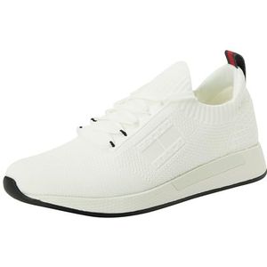 Tommy Jeans Heren TJM Elevated Runner gebreide sneaker, Ecru, 8 UK, Ecru, 42 EU