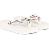 Tommy Hilfiger Dames wig strepen strand sandaal Flip Flop, Calico, 7 UK, Calico, 41 EU