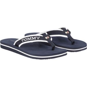 Tommy Hilfiger, Schoenen, Dames, Blauw, 37 EU, Webbing Pool Slide Flip Flops