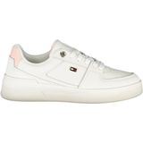 Tommy Hilfiger - Witte Vetersneakers - Dames - Leer - Contrastdetail