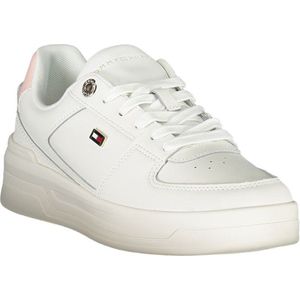 Tommy Hilfiger - Witte Vetersneakers - Dames - Leer - Contrastdetail