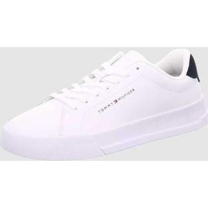 Tommy Hilfiger Leren Sneakers Wit/Donkerblauw