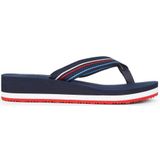 Tommy Hilfiger Dames wig strepen strand sandaal Flip Flop, ruimte blauw, 7 UK, Ruimte Blauw, 41 EU