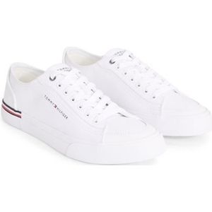 Tommy Hilfiger Heren Corporate Vulc Canvas gevulkaniseerde Sneaker, wit, 11 UK, Wit, 46 EU