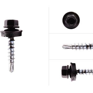 Wovar Dakpanplaatschroeven Verzinkt Zwart R9005 4.8 x 28 mm | Doos 250 Stuks | Dakschroeven