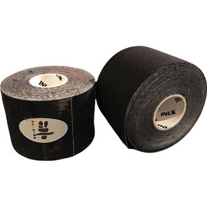 Inuk - Kinesiotape - Premium Quality - 3 rollen Zwart - Watervast - IOC - Topsport - voorkom blessures