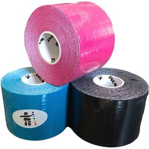 Inuk - Kinesiotape - Premium Quality - 3 rollen zwart roze blauw - Watervast - IOC - Topsport - voorkom blessures
