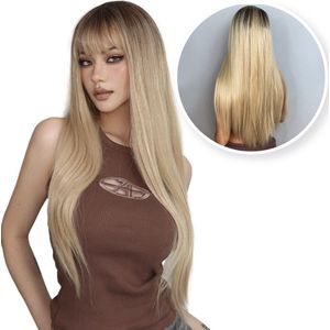 SassyGoods Blonde Pruik - Pruiken Dames Lang Haar - Wig - Lijkt Net Echt Haar - Wasbaar - 70 cm