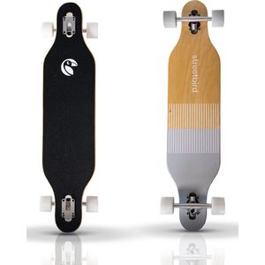 Longboard - Drop Through - Esdoorn Hout - 100cm - Wit/Grijs