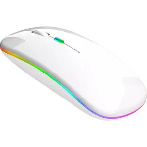 Draadloze muis wit - Wireless mouse - Oplaadbare computermuis - Laptopmuis