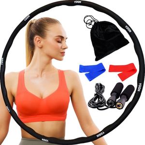 YUGN Vitality Hoelahoep Fitness Set - Inclusief Springtouw en 2 Resistance Bands en Meeneem Zak - Hula Hoop Fitness Voor Makkelijke Vetverbranding - Hoelahoep Met Gewicht 1.2 kg - Cadeautip