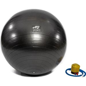 AJ-Sports Fitness / Yoga bal 75CM - Yoga bal - Pilates bal - Gymbal - Zitbal - yogabal - Zwangerschapsbal - Yoga - Fitness - Inclusief pomp - Zwart