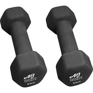 AJ-Sports Dumbells 2 kg - 2 x 2 kg dumbell - Gewichten - Dumbells set - Gewichten set - Halterset - Fitness gewichten - Krachttraining - Fitness