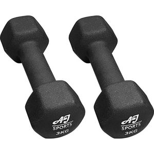 AJ-Sports Dumbells 3 kg - 2 x 3 kg dumbell - Gewichten - Dumbells set - Gewichten set - Halterset - Fitness gewichten - Krachttraining - Fitness