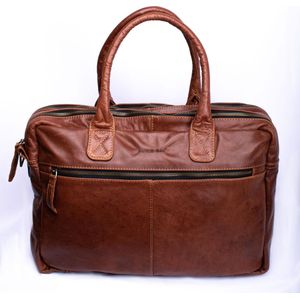 Dutch-Bag Amsterdam Leren Laptoptas 17 Inch Sudan Bruin - Concrete Leder  - Handgemaakt in NL - Premium Leer