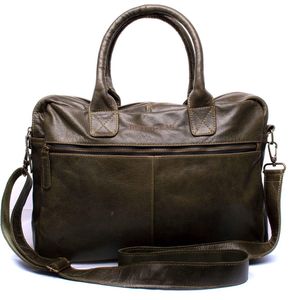 Dutch-Bag Amsterdam Leren Laptoptas 17 Inch Olijf - Chill-Line Leder  - Handgemaakt in NL - Premium Leer