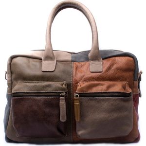 Dutch-Bag Breda Leren Laptoptas 17 Inch Patchwork - Vintage Leder  - Handgemaakt in NL - Premium Leer