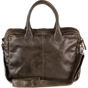 Dutch-Bag Amsterdam Leren Laptoptas 17 Inch Olijf - Kenia Leder  - Handgemaakt in NL - Premium Leer